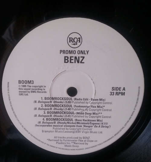 Benz - BoomRockSoul 1995 Vinyl Promo 12` UK
