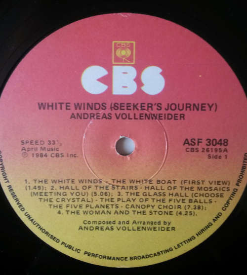 Andreas Vollenweider - White Winds 1984 Vinyl LP SA