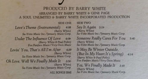 Love Unlimited - Under the Influence of.. 1973 Vinyl LP USA