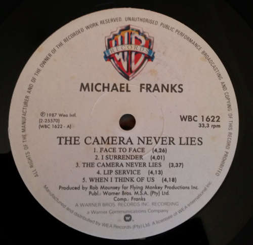 Michael Franks - The Camera Never Lies 1987 Vinyl LP SA