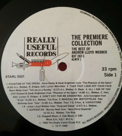 Andrew Lloyd Webber - The Premier Collection 1988 Vinyl LP SA