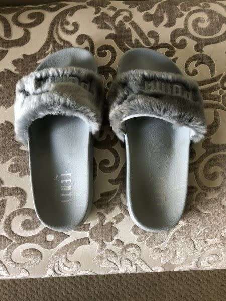 Puma Grey Fenty Slides - Size 3