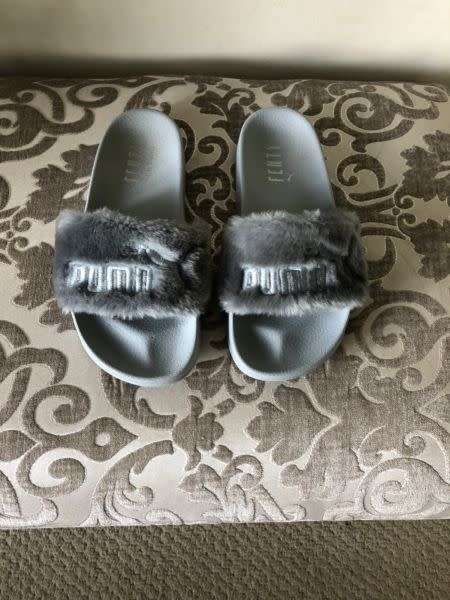 Puma Grey Fenty Slides - Size 3