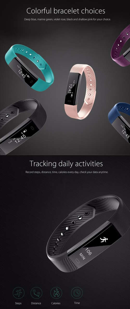 Waterproof Smart Bracelet with Fitness Tracker - Blue