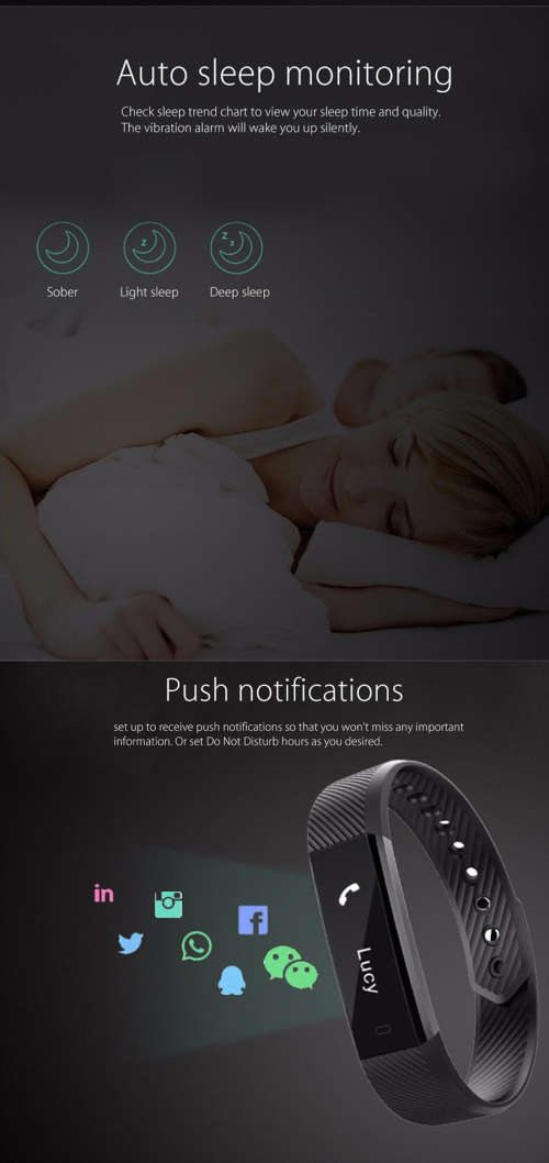 Waterproof Smart Bracelet with Fitness Tracker - Blue