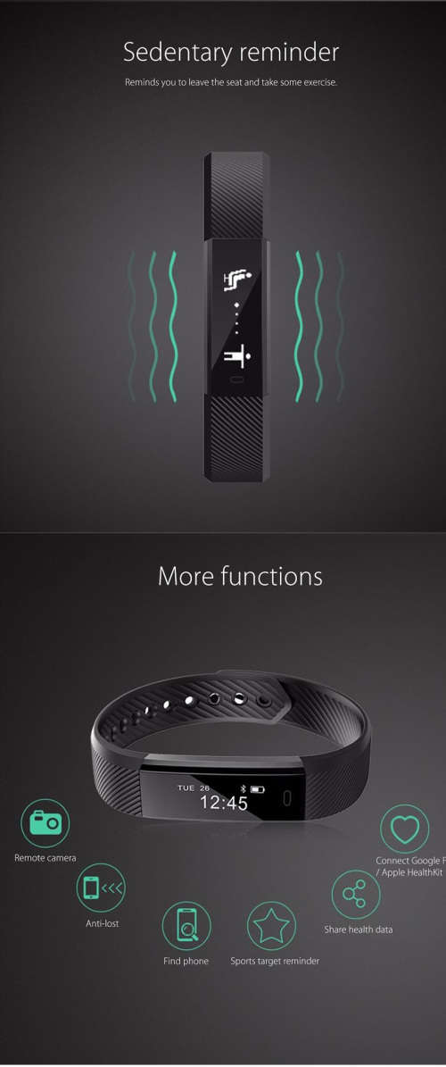 Waterproof Smart Bracelet with Fitness Tracker - Blue