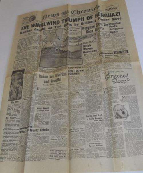 Wartime Newspaper - News Chronicle - Fall of Benghazi