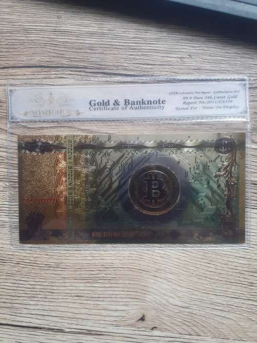 Certify 100Bitcoin Banknotes 24k gold