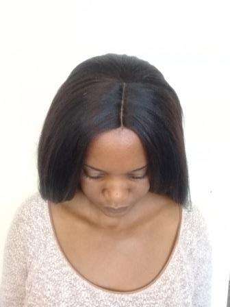14 inch 100% Human Hair Wig (with single parting CLOSURE)