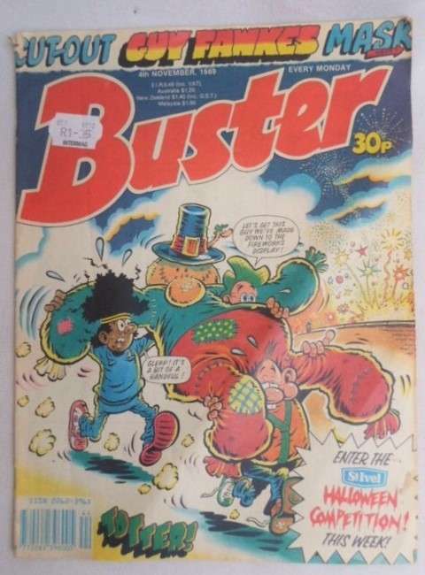 BUSTER COMIC - 4 NOVEMBER 1989 WITH CUT-OUT GUY FAWKES MASK!