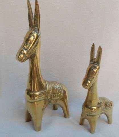 RARE SOLID BRASS MEXICAN AZTEC BURROS!!