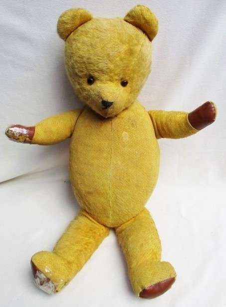 VINTAGE VERY LARGE 66CM TALL GOLDEN MOHAIR ARK TEDDY BEAR WITH WORKING GROWLER BUT  IN NEED OF TLC!!