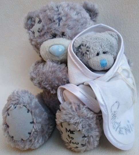 A CUTE TATTY TEDDY (ME TO YOU) - HOLDING HER LITTLE TATTY FOR THE CHRISTENING!!