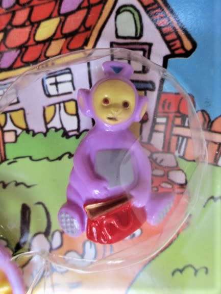 FOUR SWEET TINY VINTAGE TELETUBBIES AND WATCH STILL SEALED IN ORIGINAL PACKAGE!!