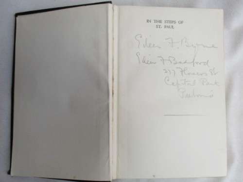 1936 - A SPECIAL BOOK CONTAINING A SPECIAL SOUVENIR - IN THE STEPS OF ST. PAUL BY H.V. MORTON