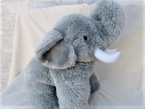 A VERY LARGE SOFT AND CLEAN GREY ELEPHANT FOR THE NURSERY
