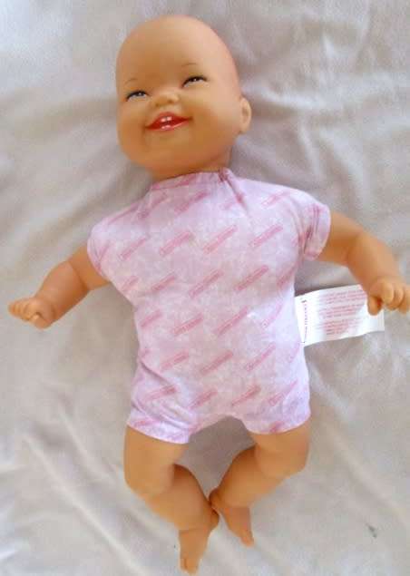 RARE!!  A LARGE 40CM TALL ANNE GEDDES BABY DOLL IN BUNNY RABBIT COSTUME!!