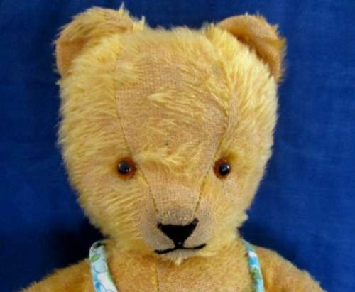 A REAL TEDDY BEAR!!  VERY OLD VINTAGE 43CM TALL GOLDEN MOHAIR ARK BEAR WITH STRAW STUFFED HEAD!!