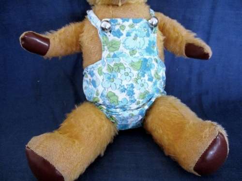 A REAL TEDDY BEAR!!  VERY OLD VINTAGE 43CM TALL GOLDEN MOHAIR ARK BEAR WITH STRAW STUFFED HEAD!!