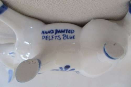 TWO HAND PAINTED DELFT BLUE COW CREAMERS - ONE DEFINITELY VINTAGE
