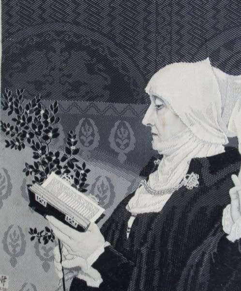 ANTIQUE EARLY 1900's FRENCH WOVEN SILK NEYRET FRERER STEVENGRAPH - THE PALM SUNDAY