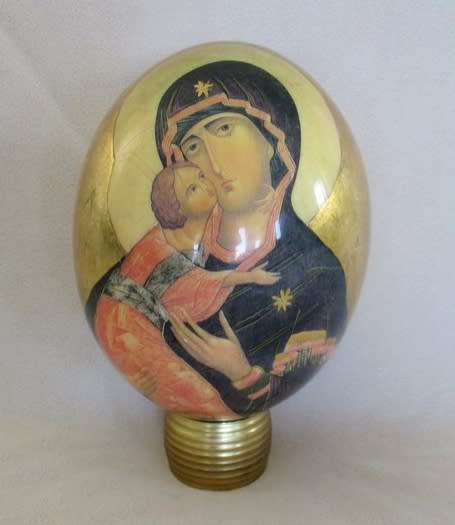DECORATIVE RELIGIOUS ICON OSTRICH EGG