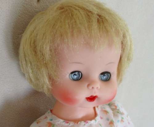 A SWEET VINTAGE 29CM TALL ROSY CHEEKED DARLING MARKED SAD ON BACK