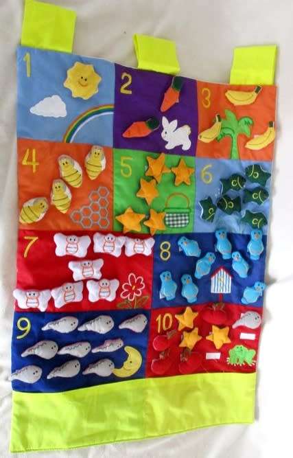 TEACH A LITTLE ONE TO COUNT WITH THIS STUNNING FABRIC WALL HANGING - GREAT NURSERY DECOR ITEM TOO!!