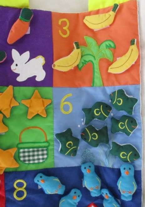TEACH A LITTLE ONE TO COUNT WITH THIS STUNNING FABRIC WALL HANGING - GREAT NURSERY DECOR ITEM TOO!!