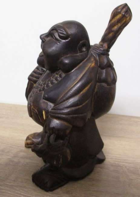 LARGE 30CM TALL VINTAGE HAND CARVED WOODEN BUDDHA