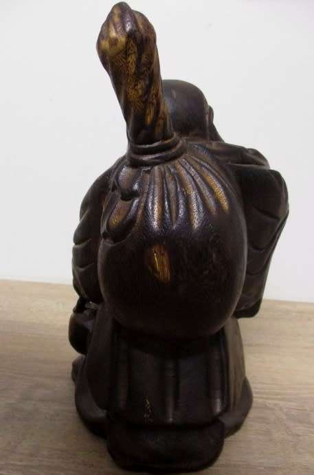 LARGE 30CM TALL VINTAGE HAND CARVED WOODEN BUDDHA