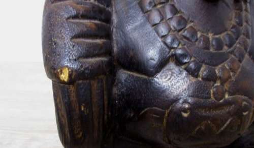 LARGE 30CM TALL VINTAGE HAND CARVED WOODEN BUDDHA