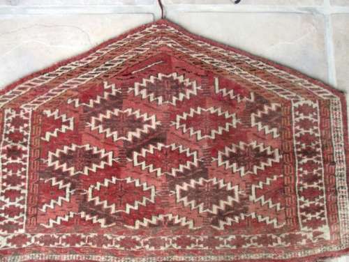 FOR LOUIS MULLINDER ONLY - SEMI ANTIQUE HAND KNOTTED TURKOMAN YAMOUT SADDLE BLANKET