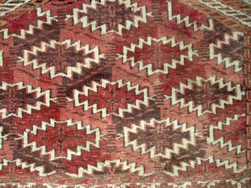 FOR LOUIS MULLINDER ONLY - SEMI ANTIQUE HAND KNOTTED TURKOMAN YAMOUT SADDLE BLANKET