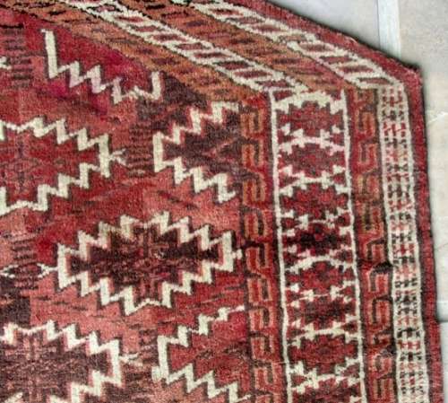 FOR LOUIS MULLINDER ONLY - SEMI ANTIQUE HAND KNOTTED TURKOMAN YAMOUT SADDLE BLANKET