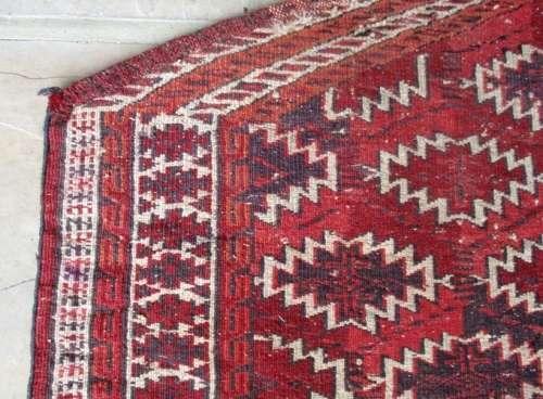 FOR LOUIS MULLINDER ONLY - SEMI ANTIQUE HAND KNOTTED TURKOMAN YAMOUT SADDLE BLANKET