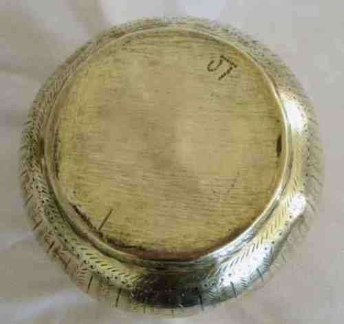 A VERY DECORATIVE VINTAGE ORIENTAL SOLID BRASS PLANTER DEPICTING DANCING MAN AND BIRDS - SIGNED