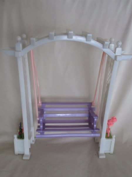 PRETTY PLASTIC SWING CHAIR FOR BARBIE SIZE DOLL OR SMALL BEAR