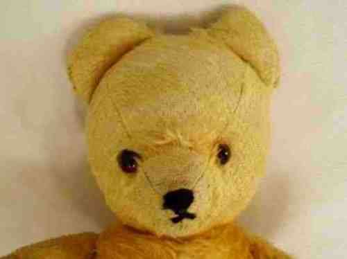 A REAL TEDDY BEAR!!  VINTAGE 32CM TALL (RARE SIZE) GOLDEN MOHAIR ARK BEAR WITH STRAW STUFFED HEAD!!