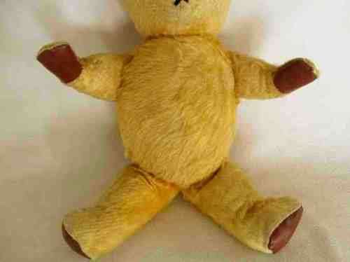 A REAL TEDDY BEAR!!  VINTAGE 32CM TALL (RARE SIZE) GOLDEN MOHAIR ARK BEAR WITH STRAW STUFFED HEAD!!