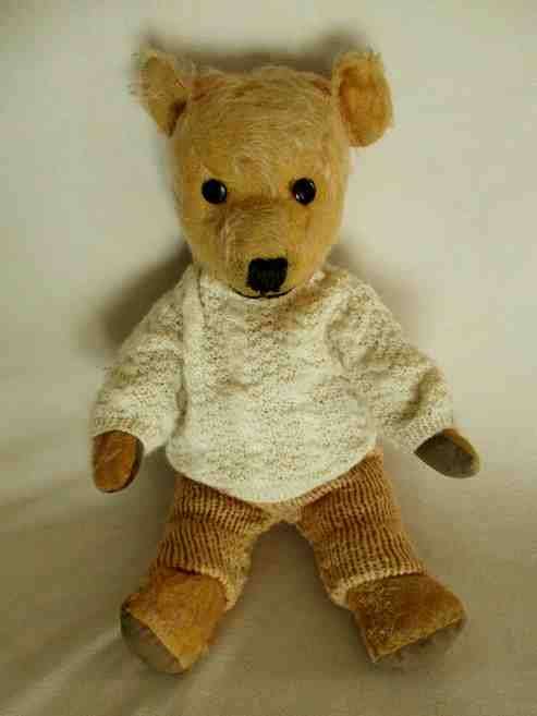 ANTIQUE, MUCH LOVED 44CM GOLDEN MOHAIR BEAR WITH STRAW STUFFED HEAD AND LOADS OF CHARACTER - DEANS?