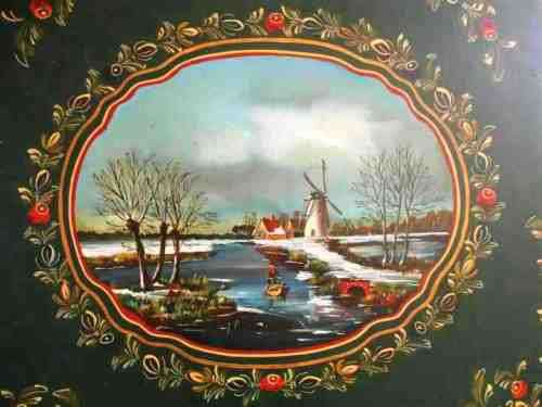 VERY LARGE DECORATIVE HAND PAINTED, SIGNED, WOODEN PLAQUE TO USE AS FIRE SCREEN OR WALL DECOR