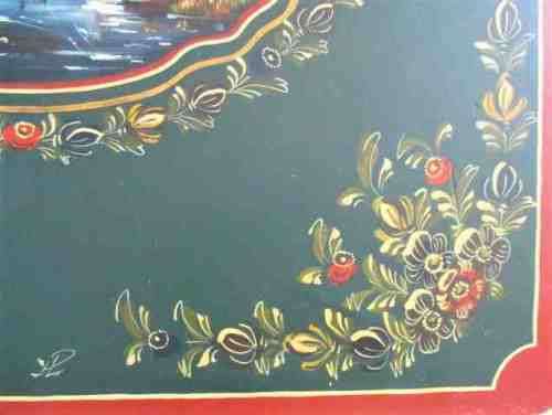VERY LARGE DECORATIVE HAND PAINTED, SIGNED, WOODEN PLAQUE TO USE AS FIRE SCREEN OR WALL DECOR