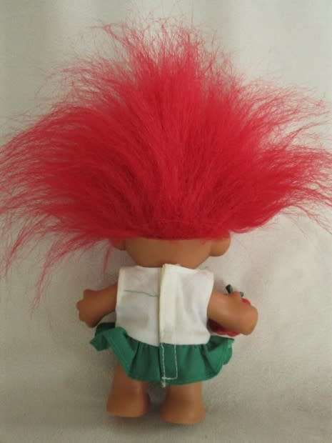 CUTE RUSS BERRIE TROLL IN ORIGINAL OUTFIT AND HOLDING AN APPLE!!