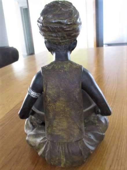 STUNNING LARGE HAND MADE  NUBIAN FIGURE HOLDING BOWL - IDEAL FOR SNACKS OR AFTER-DINNER BON-BONS!
