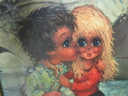 A CHARMING VINTAGE 1960's PRINT OF MICHEL THOMAS' WIDE-EYED CHILDREN