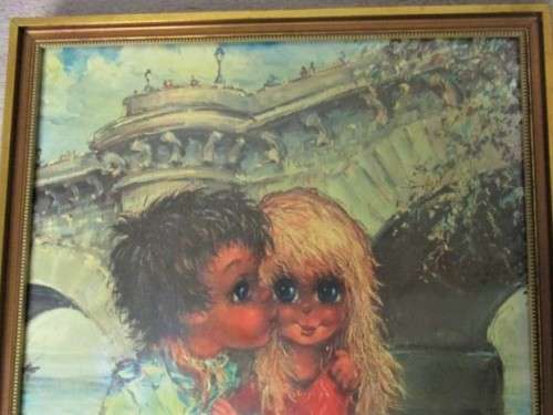 A CHARMING VINTAGE 1960's PRINT OF MICHEL THOMAS' WIDE-EYED CHILDREN