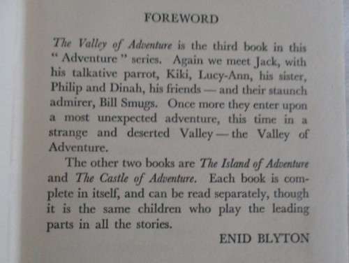 1955 HARD COVER  - A RATHER RARE, OLD ENID BLYTON EDITION - THE VALLEY OF ADVENTURE