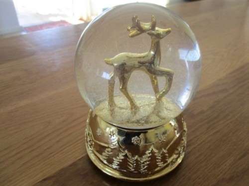 CHRISTMAS IS COMING - A LARGE CONTEMPEMPORARY MUSICAL GLASS SNOW GLOBE - 'WE WISH YOU A MERRY XMAS'