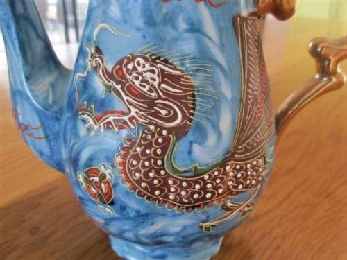 VINTAGE CHERRY CHINA VINTAGE RAISED DRAGON TEA SET - 13 PIECE